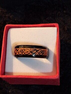 Black and Rose Gold Filigree Band Ring